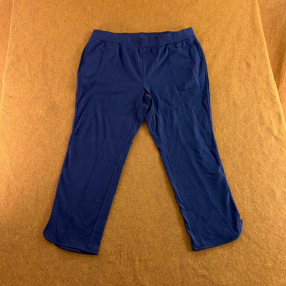 Denim & Co. Womens XL Navy Blue Active Cotton Spandex Cropped Leggings New